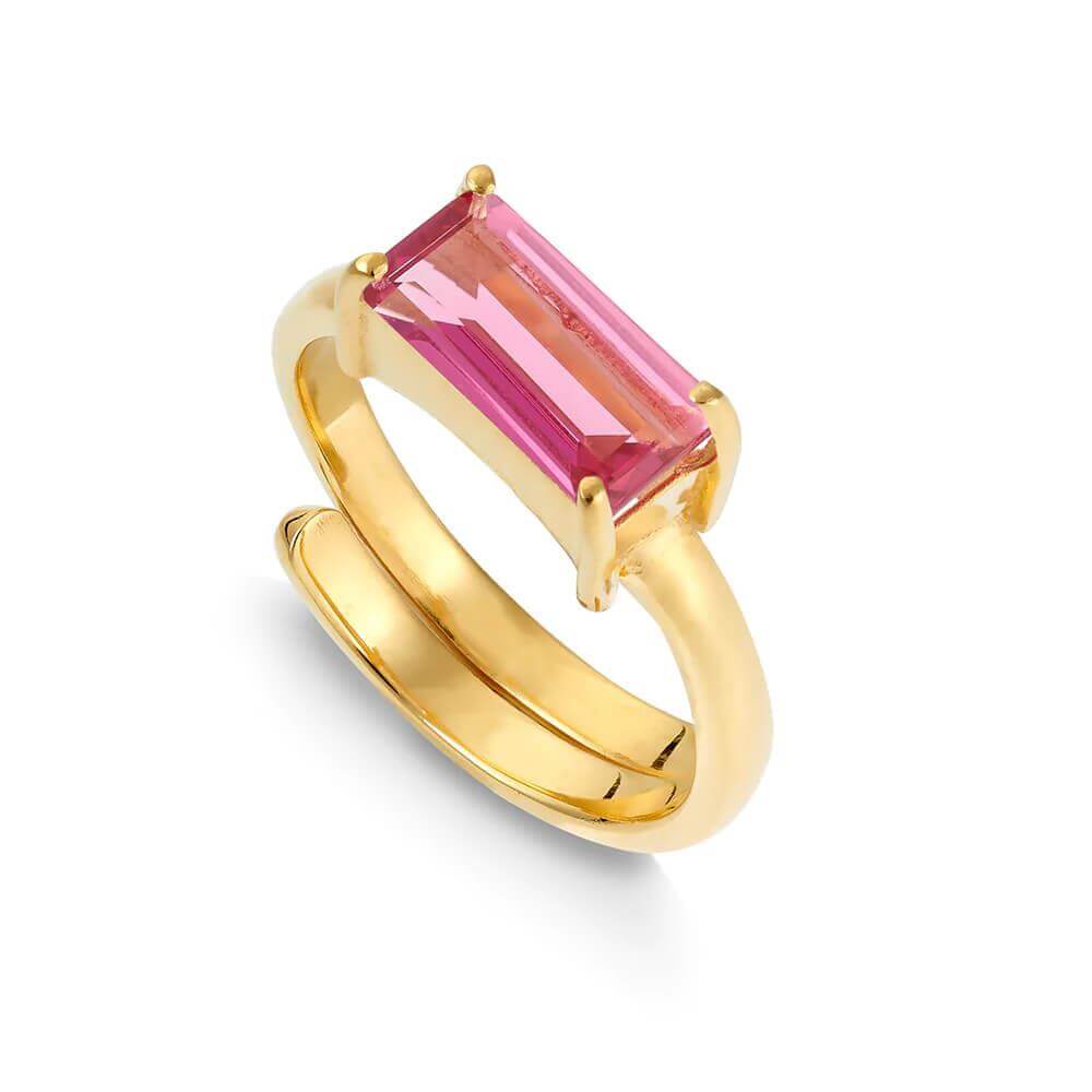SVP Nirvana Pink Quartz Gold Adjustable Ring